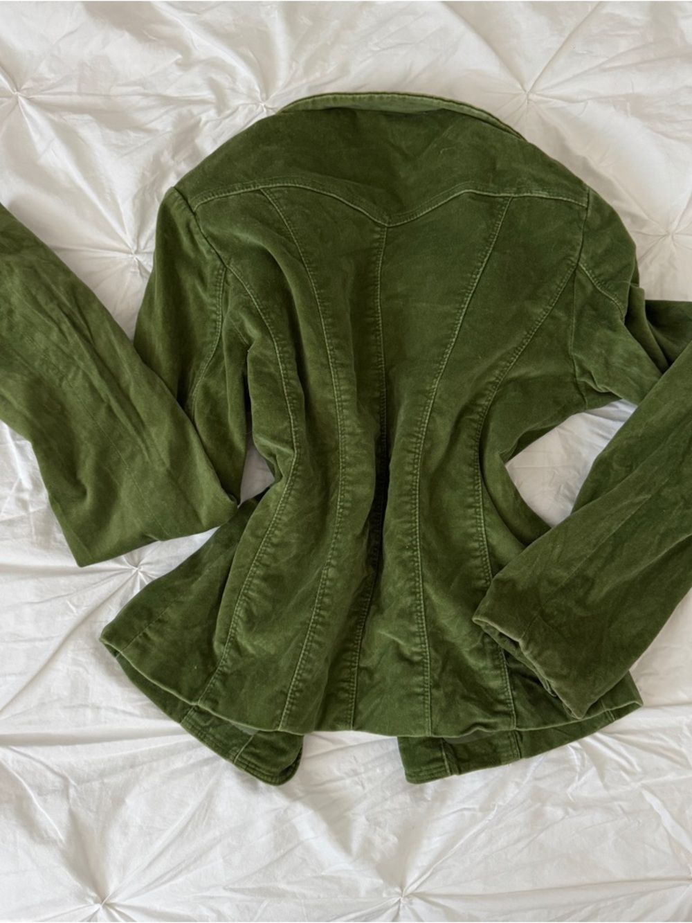Vintage Forever 21 Olive Green Velour Tailored Jacket - Picture 5 of 5